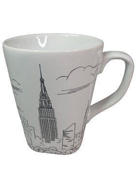 222 Fifth City Scenes Coffee Tea Mug Cup New York City White & Black Stoneware
